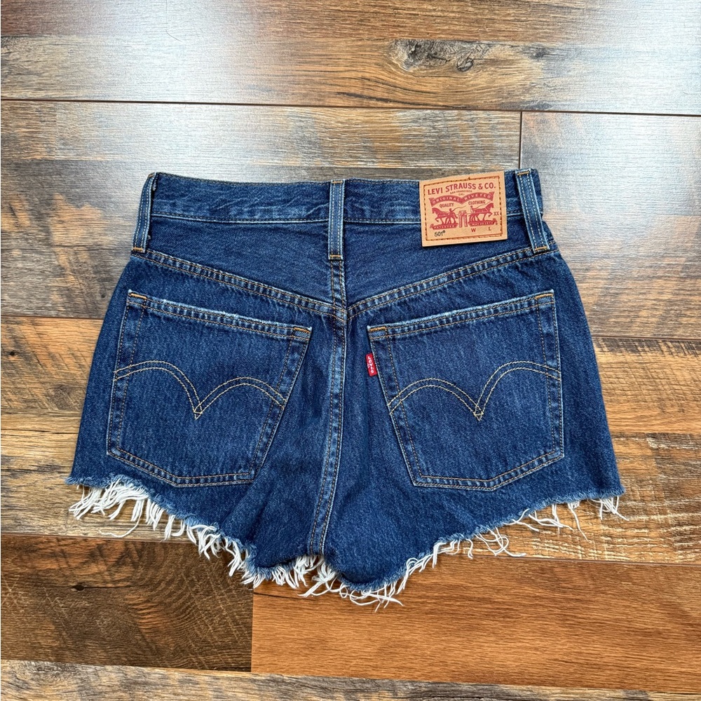 501 Levi's Shorts - Dark Denim Cutoff Shorts with Distressing